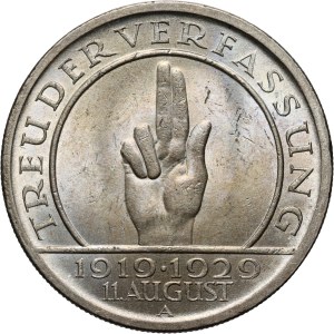 Germany, Weimar Republic, 5 mark 1929 A, Berlin, 10th anniversary of the Constitution