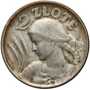 II RP, 2 Zloty 1924, Philadelphia, Erntemaschine, ERSATZ