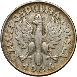 II RP, 2 Zloty 1924, Philadelphia, Erntemaschine, ERSATZ