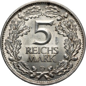 Germany, Weimar Republic, 5 Mark 1925 D, Munich, 1000th anniversary of the Rhineland