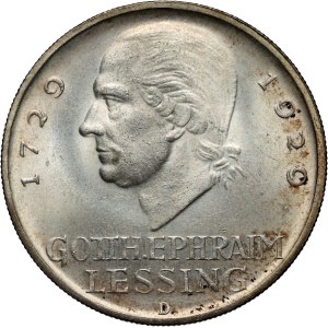 Germany, Weimar Republic, 5 Mark 1929 D, Munich, Lessing