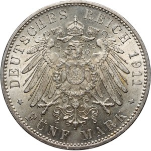 Germany, Bavaria, 5 Mark 1911 D, Munich, Luitpold's 90th birthday