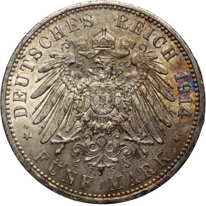 Německo, Prusko, Wilhelm II, 5 marek 1914 A, Berlín, Uniforma