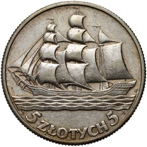 II RP, 5 zloty 1936, Warsaw, Sailing ship
