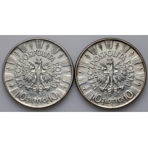 II RP, set of 10 gold coins from 1936-1937, Warsaw, Jozef Pilsudski