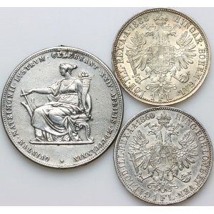 Österreich, Franz Joseph I., Satz Silbermünzen von 1860-1888, (3 Stück)