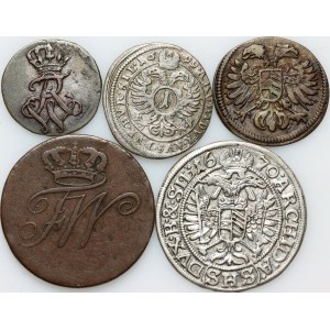 Silesia, set of coins from 1670-1797, (5 pieces)