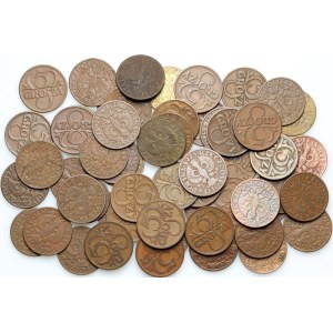 Second Republic, set of 5 penny coins from 1923-1939, (56 pieces)