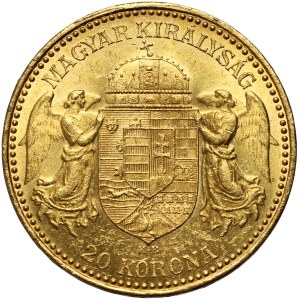 Hungary, Franz Joseph I, 20 Korona 1892 KB, Kremnitz