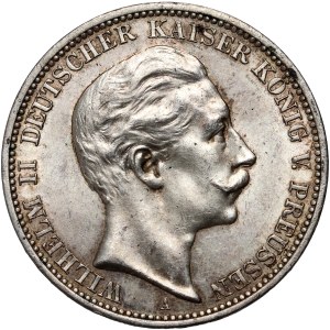 Německo, Prusko, Wilhelm II, 3 marky 1911 A, Berlín