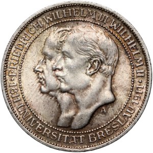 Germany, Prussia, Wilhelm II, 3 mark 1911 A, 100th anniversary of the University of Wrocław