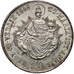Hungary, Ferdinand V, 20 kreuzer 1848 KB, Kremnica