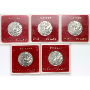 PRL, 20 zloty 1980, 1905 - Lodz, PRÓBA, copper-nickel, (5 pieces)