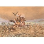 Juliusz Kossak (1824 Nowy Wiśnicz - 1899 Kraków) Cossack with ogre and falcon, 1899.