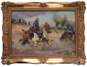 Wojciech Kossak (1856 Paryż - 1942 Kraków), Żołnierz z luzakiem, 1921 r.