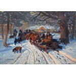 Jerzy Potrzebowski (1921 Sandomierz - 1974 Krakow), Return from the hunt