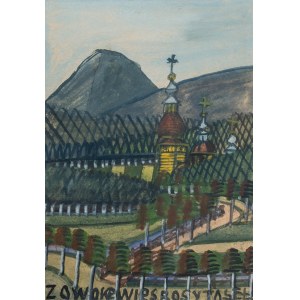 Nikifor Krynicki (1895 Krynica Zdrój - 1968 Folusz), Pejzaż z kościołem
