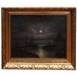 Elias Pieter van Bommel (1819 Amsterdam - 1890 Vienne), Port au clair de lune