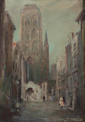 Marian Mokwa (1889 Malary - 1987 Sopot), Gdańsk. Kościół Mariacki, przed 1975 r.