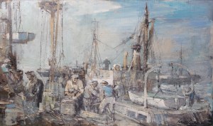 Marian Mokwa (1889 Malary - 1987 Sopot), Rybacy na Morzu Północnym II, około 1965 r.