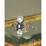 Ring with sapphire and diamonds, 19th/20th century.