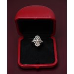 Antique style ring in white gold, 18 K
