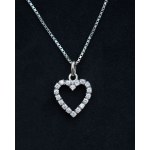 Diamond Heart in white gold from the second half of the 20th century on a chain