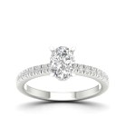 OVAL LABGROWN DIAMOND RING WITH SIDE PAVE - 484 LG