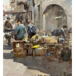 Mario Maresca Serra, Market scene with figures - Mario Maresca Serra