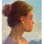 Fortunato Pugliese, Female nude against a seascape - Fortunato Pugliese