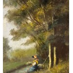 Fergola, Landscape with young peasant girl - Fergola