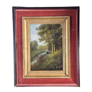 Fergola, Landscape with young peasant girl - Fergola