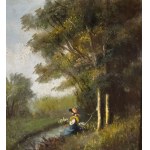 Fergola, Landscape with young peasant girl - Fergola