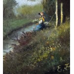 Fergola, Landscape with young peasant girl - Fergola