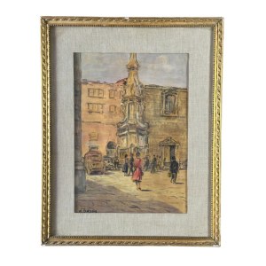 UNIDENTIFIED SIGNATURE, Neapolitan street scene with figures (Piazza del Gesù)