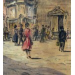 UNIDENTIFIED SIGNATURE, Neapolitan street scene with figures (Piazza del Gesù)