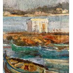 ANGELA CARUGATI, Paesaggio marino con barche - ANGELA CARUGATI