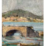 ANGELA CARUGATI, Paesaggio marino con barche - ANGELA CARUGATI