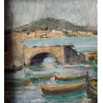 ANGELA CARUGATI, Paesaggio marino con barche - ANGELA CARUGATI