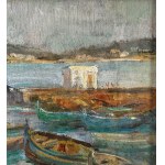 ANGELA CARUGATI, Paesaggio marino con barche - ANGELA CARUGATI