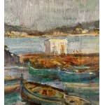 ANGELA CARUGATI, Paesaggio marino con barche - ANGELA CARUGATI