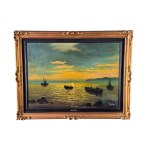UNIDENTIFIED SIGNATURE, Seascape with boats at sunset