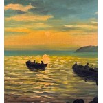 UNIDENTIFIED SIGNATURE, Seascape with boats at sunset