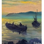 UNIDENTIFIED SIGNATURE, Seascape with boats at sunset