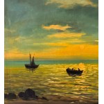 UNIDENTIFIED SIGNATURE, Seascape with boats at sunset