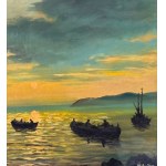 UNIDENTIFIED SIGNATURE, Seascape with boats at sunset