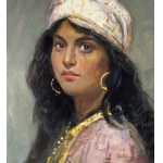 ANONIMO, Portrait of a woman with a headdress