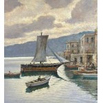 Salvatore Maresca Serra, Coastal view with boats and fishermen - Salvatore Maresca Serra