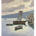Salvatore Maresca Serra, Coastal view with boats and fishermen - Salvatore Maresca Serra