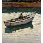 Salvatore Maresca Serra, Coastal view with boats and fishermen - Salvatore Maresca Serra